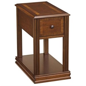 bowery hill contemporary veneer wood/hardwood solids end table in cherry