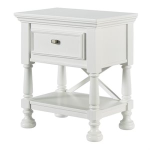 bowery hill 1 drawer wood nightstand in white