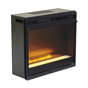 bowery hill electric led glass stone fireplace insert in black