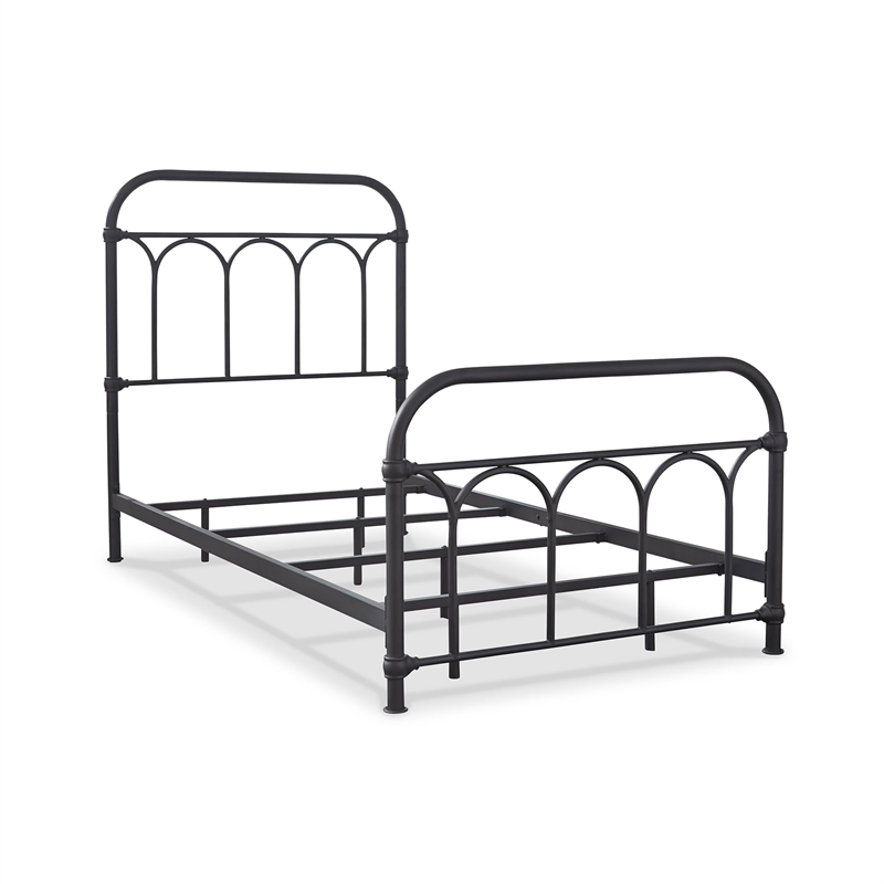 Bowery Hill Twin Metal Spindle Bed in Matte Black