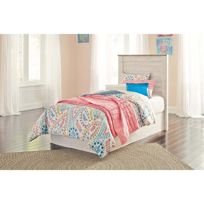 Bowery Hill Modern Engineered Wood Adjustable Twin Panel Headboard in White