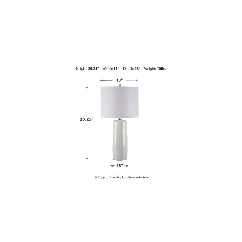 Bowery Hill Ceramic Table Lamp in White (Set of 2)