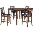 Bowery Hill Faux Leather Brown Counter Height Dining Set Rectangular Cushioned Backs Unassembled