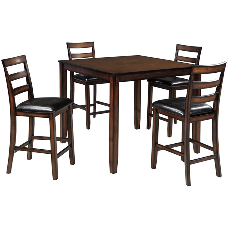 Bowery Hill 5 Piece Counter Height Dining Set in Brown