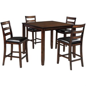 Bowery Hill 5 Piece Counter Height Dining Set in Brown