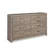 Bowery Hill 6-Drawer Engineered Wood Double Dresser in Driftwood