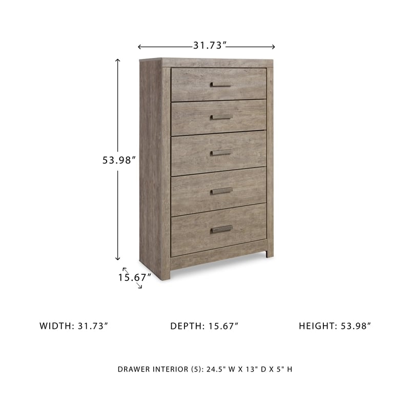 Bowery Hill 5 Drawer Chest in Gray