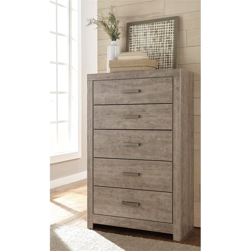 Bowery Hill 5 Drawer Chest in Gray