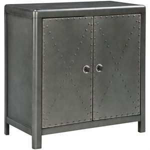 bowery hill 2 door accent cabinet in antique gunmetal