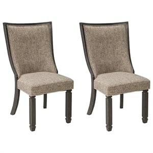 Bowery Hill Upholstered Dining Side Chair in Gray and Brown