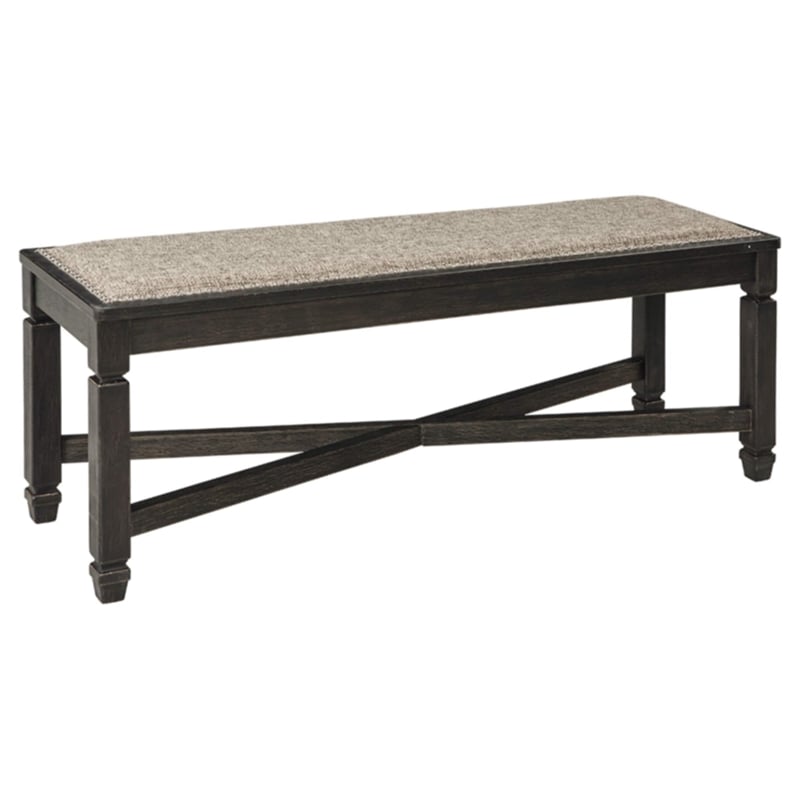 Bowery Hill Upholstered Dining Bench in Gray and Brown