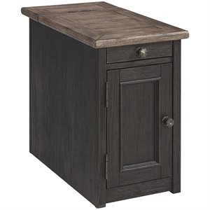 bowery hill storage end table with usb ports in gray
