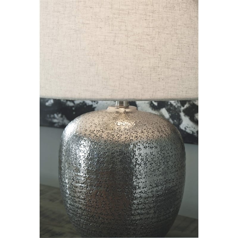 Bowery Hill Metal Table Lamp in Antique Silver