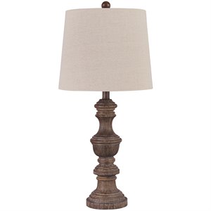 bowery hill traditional poly wood table lamp in brown (set of 2)