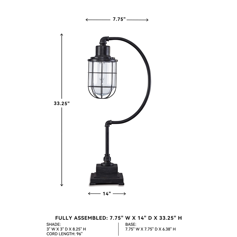 Bowery Hill Metal Desk Lamp in Antique Black