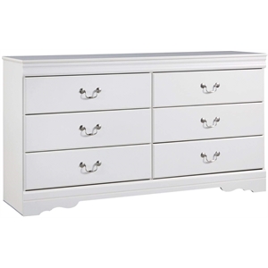 Bowery Hill 6 Drawer Double Dresser in White