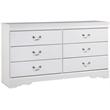 Bowery Hill 6 Drawer Double Dresser in White