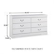 Bowery Hill 6 Drawer Double Dresser in White