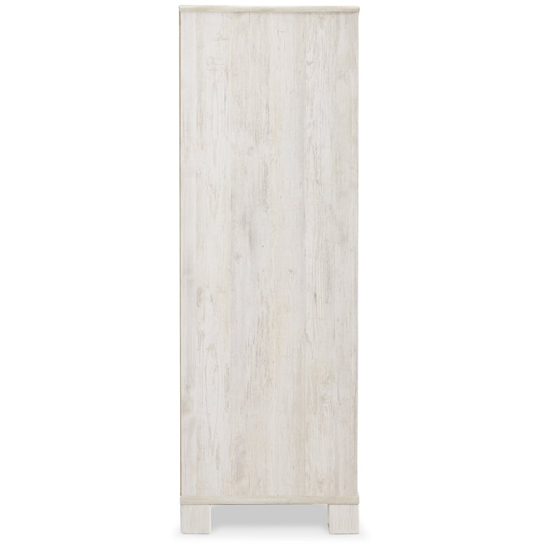 Bowery Hill 5-Drawers with Sliding Door Bedroom Chest in White Wash