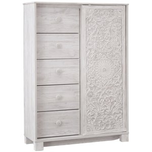 bowery hill 5 drawer door chest in whitewash