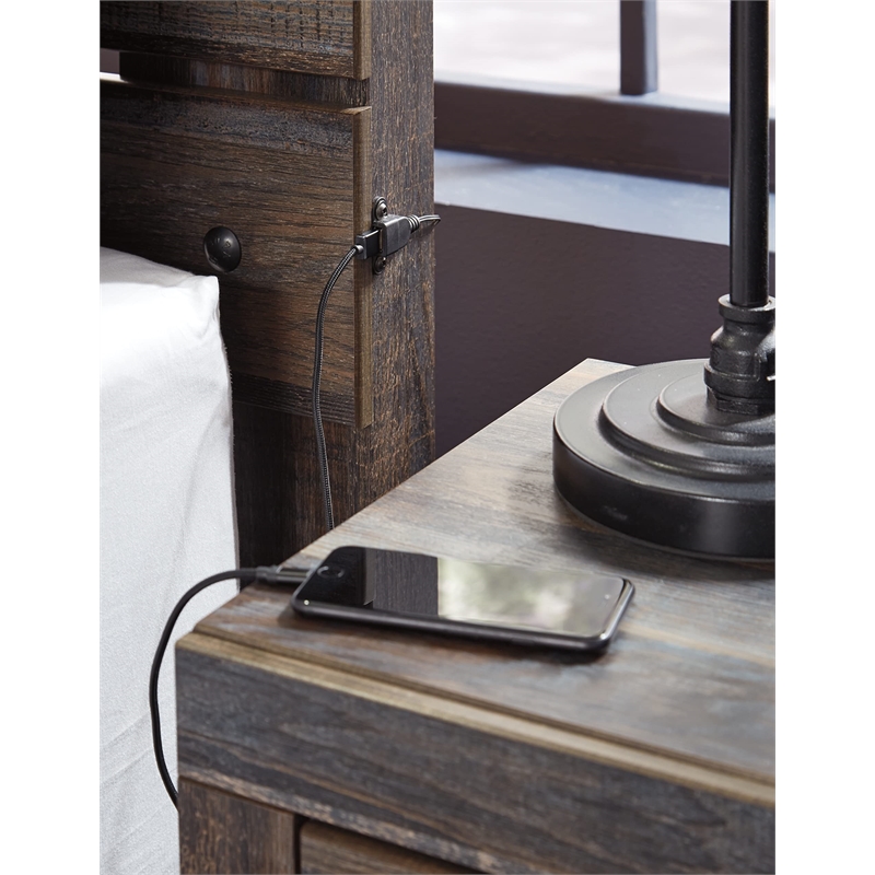Bowery Hill Full Slat Panel Headboard with Sconce