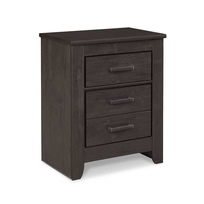 Bowery Hill 2 Drawer Nightstand in Charcoal