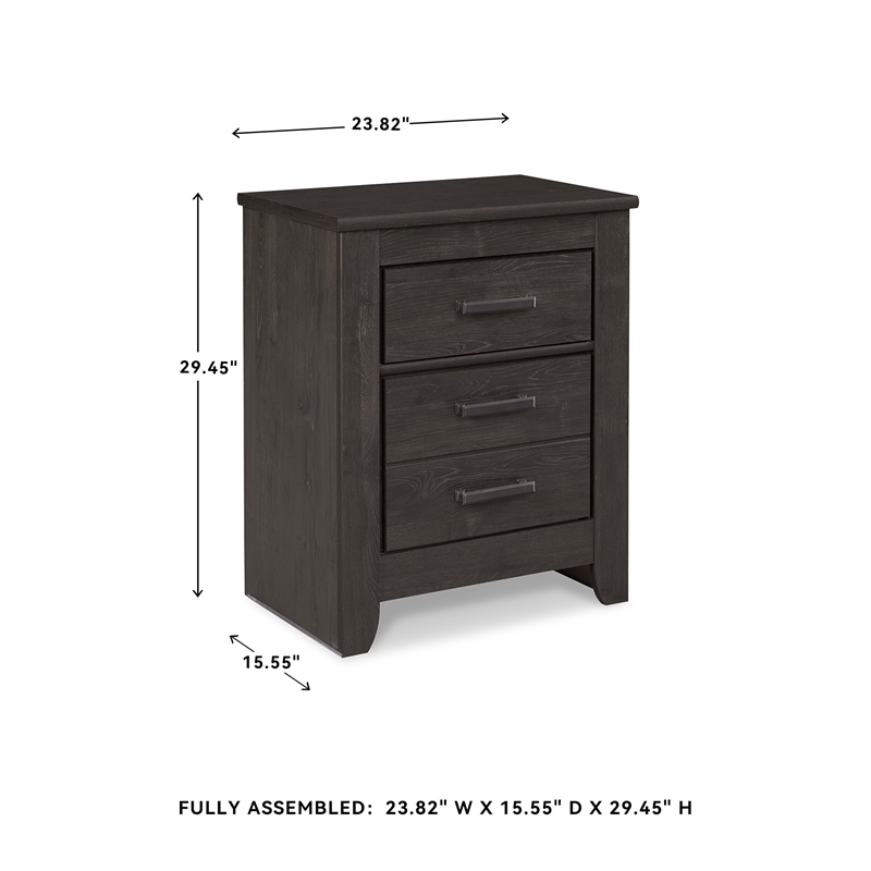 Bowery Hill 2 Drawer Nightstand in Charcoal