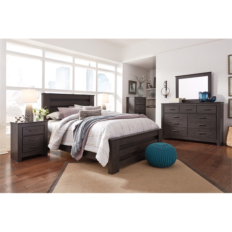 Bowery Hill 2 Drawer Nightstand in Charcoal