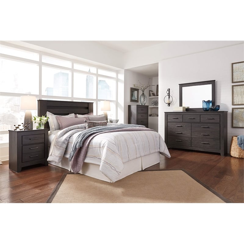 Bowery Hill Contemporary King Panel Wood Headboard in Gray