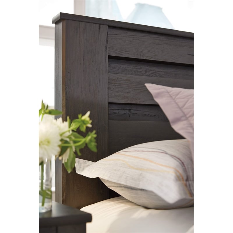 Bowery Hill Contemporary King Panel Wood Headboard in Gray