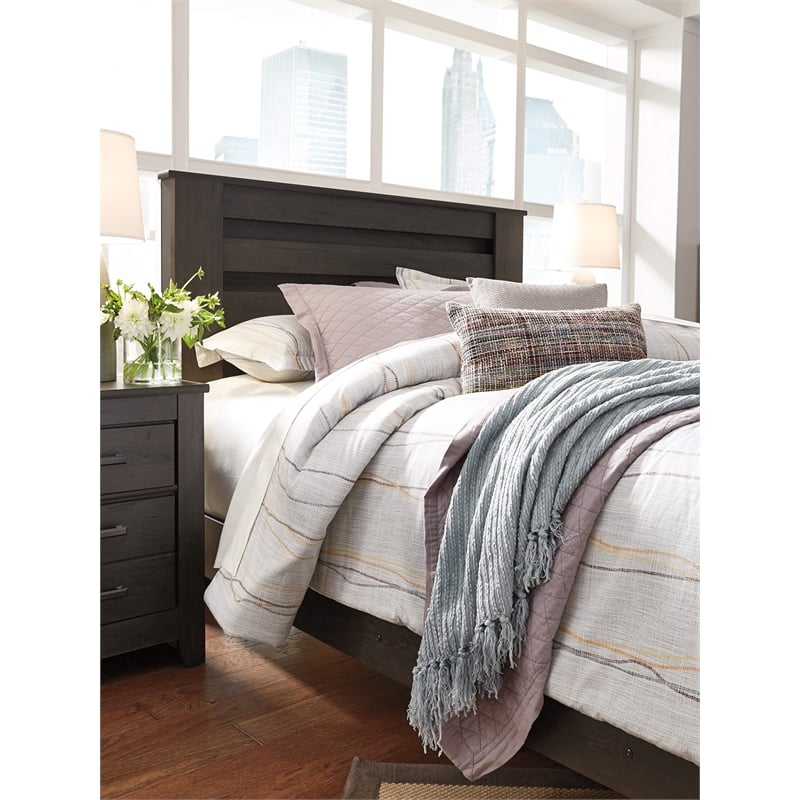 Bowery Hill Contemporary King Panel Wood Headboard in Gray
