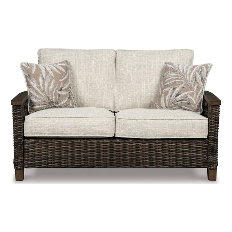 Bowery Hill Patio Loveseat in Medium Brown