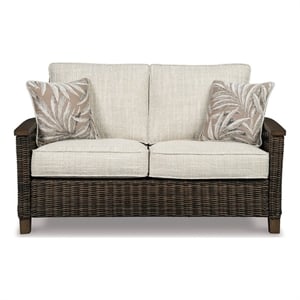 Bowery Hill Patio Loveseat in Medium Brown