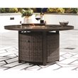 Bowery Hill Round Fire Pit Table in Medium Brown