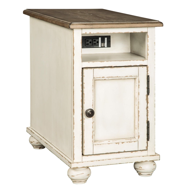 Bowery Hill Storage End Table with USB Ports in White