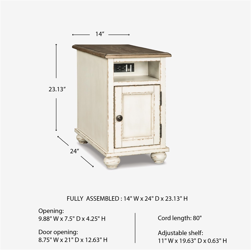 Bowery Hill Storage End Table with USB Ports in White