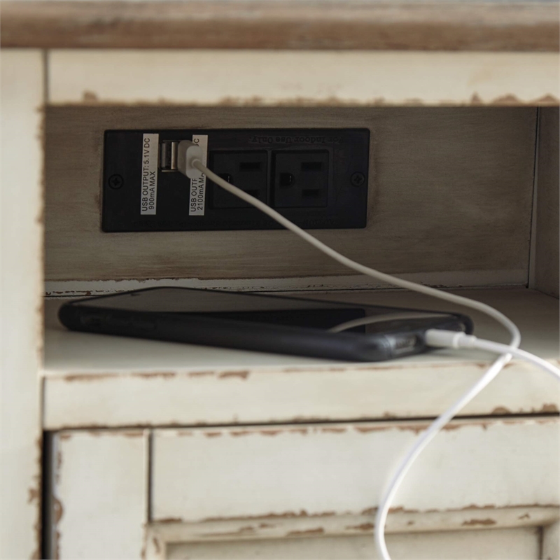 Bowery Hill Storage End Table with USB Ports in White