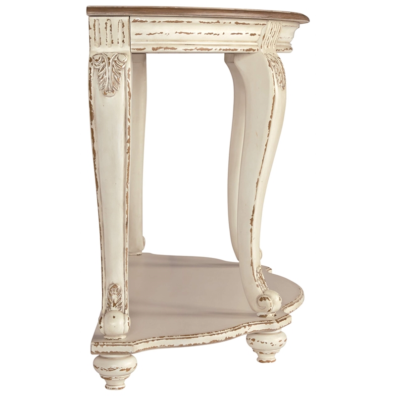 Bowery Hill Console Table in Chipped White and Brown