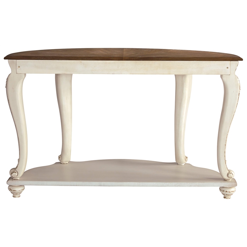 Bowery Hill Console Table in Chipped White and Brown