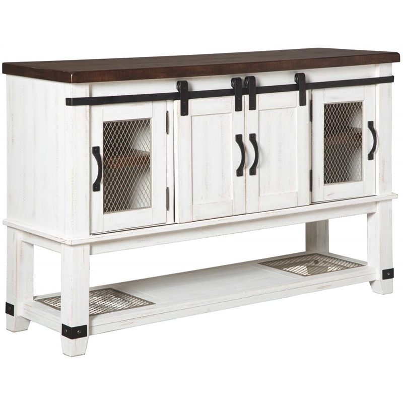 Bowery Hill 4 Door Server in White and Brown