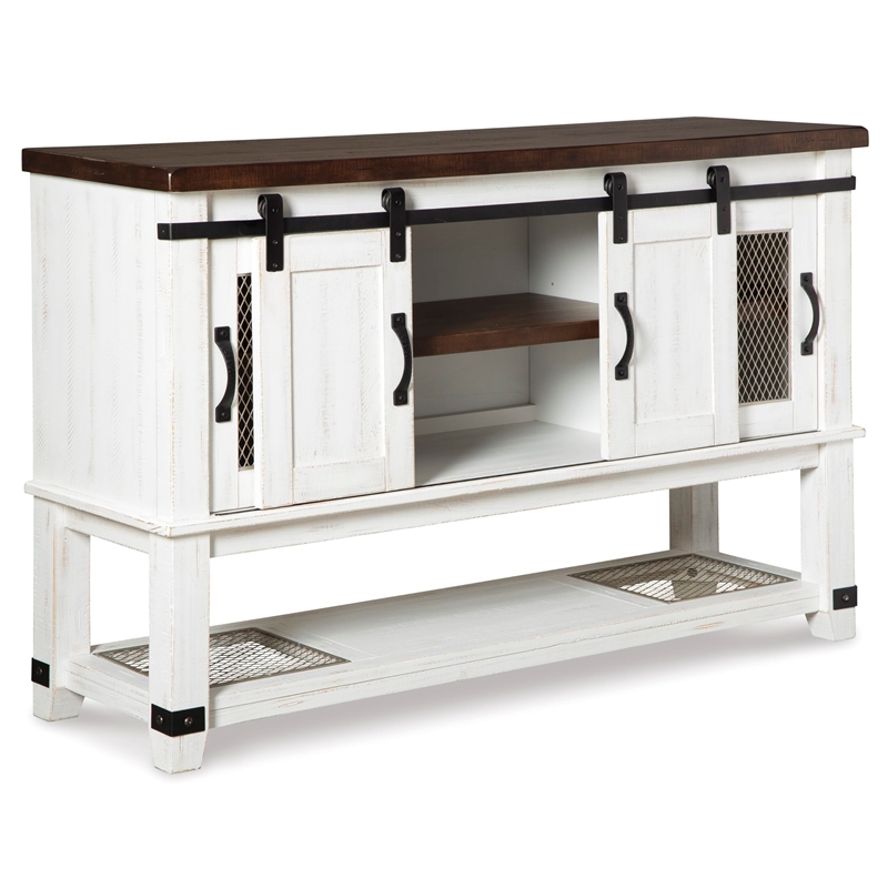 Bowery Hill 4 Door Server in White and Brown