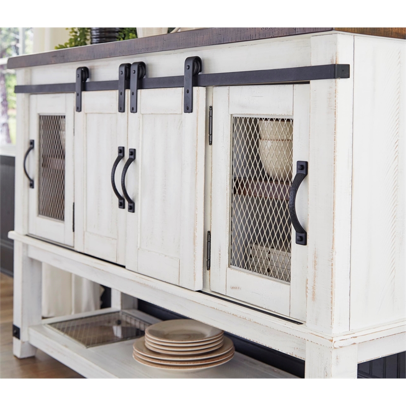 Bowery Hill 4 Door Server in White and Brown