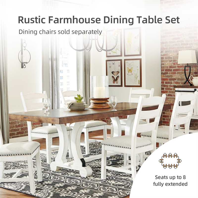 Bowery Hill Rectangular Dining Table in White and Brown