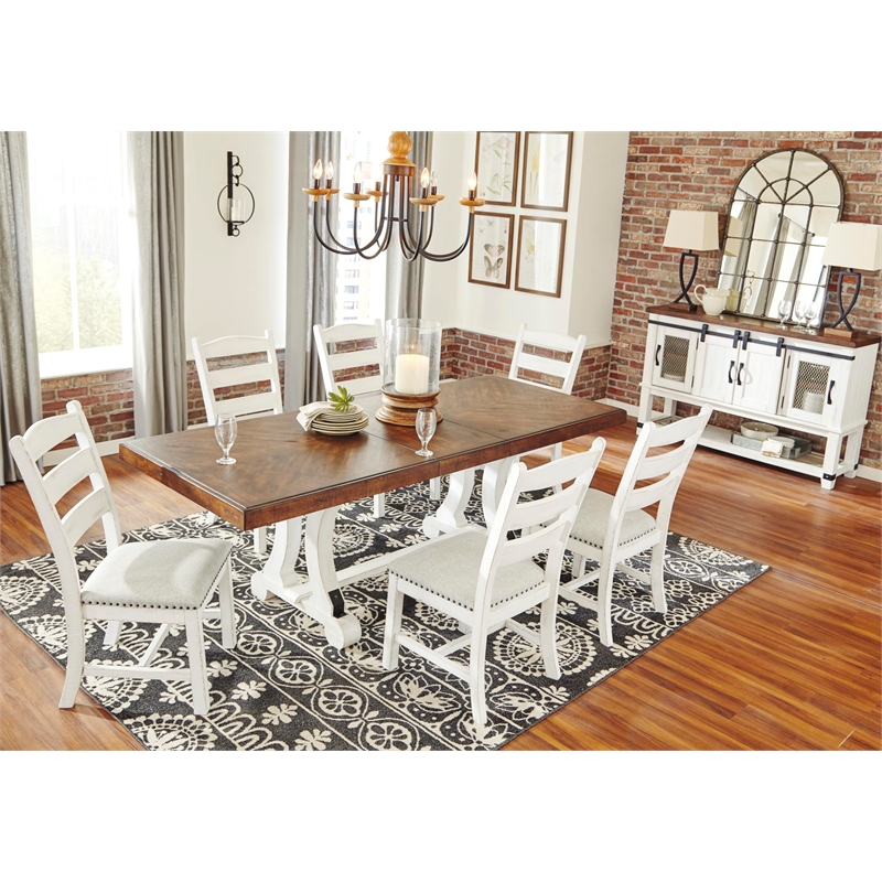 Bowery Hill Rectangular Dining Table in White and Brown