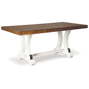 Bowery Hill Rectangular Dining Table in White and Brown