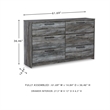 Bowery Hill 6 Drawers Engineered Wood Double dresser in Smokey Gray