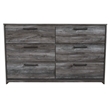 Bowery Hill 6 Drawers Engineered Wood Double dresser in Smokey Gray