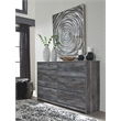 Bowery Hill 6 Drawers Engineered Wood Double dresser in Smokey Gray