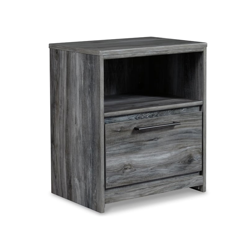 Bowery Hill 1 Drawer Nightstand with USB Ports in Gray