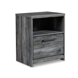 Bowery Hill 1 Drawer Nightstand with USB Ports in Gray